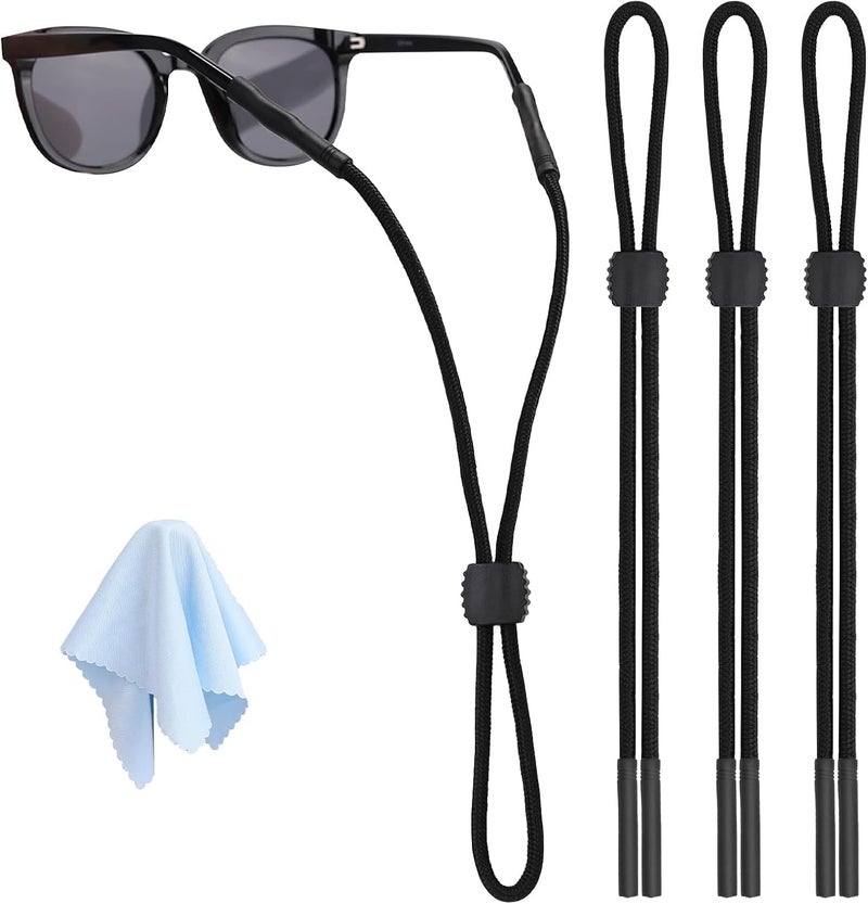 HEBEILF 3 Pcs Glasses Strap-Adjustable Eyeglass Holders for Men, Women, and Kids - Neck Eyewear Retainer, Sports Sunglasses Strap, Lanyard - Image 1